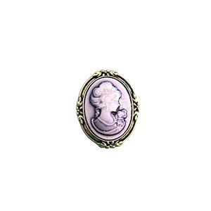 Purple Cameo Gold Tone Brooch